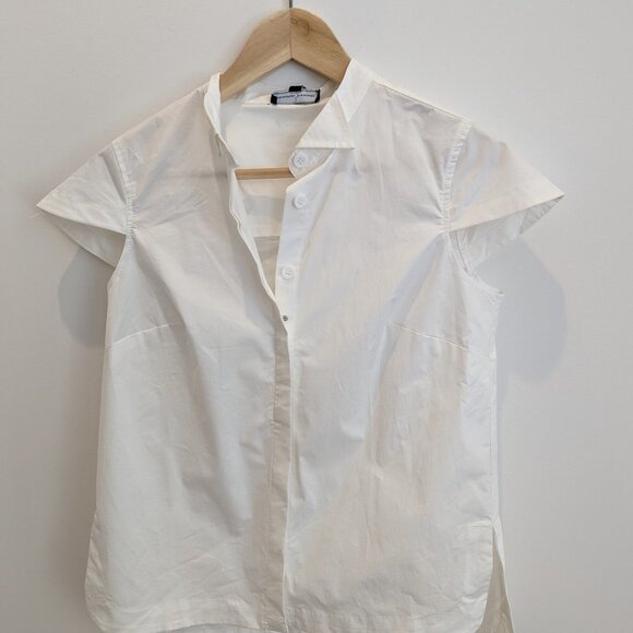 Universal Standard Aster white button down short cap sleeve shirt white 4XS - Picture 1 of 4